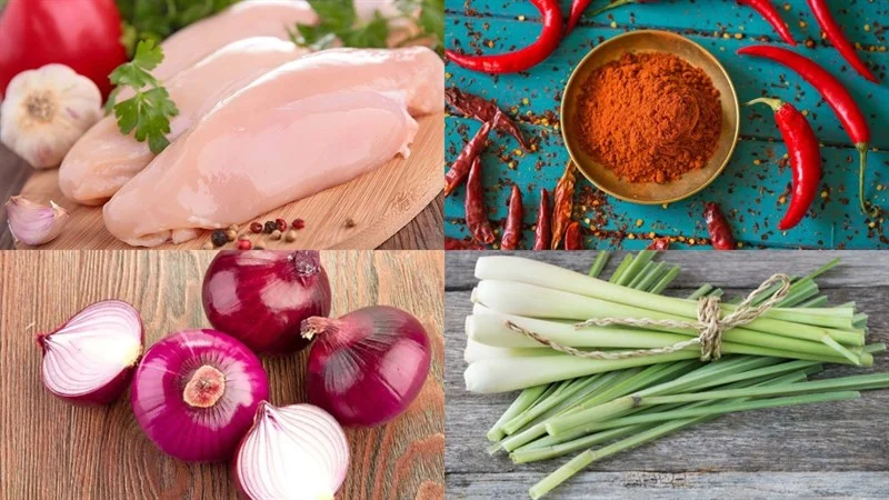 Ingredients for spicy shredded chicken dish