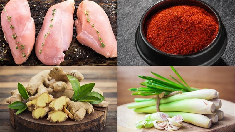 Ingredients for spicy shredded dried chicken dish