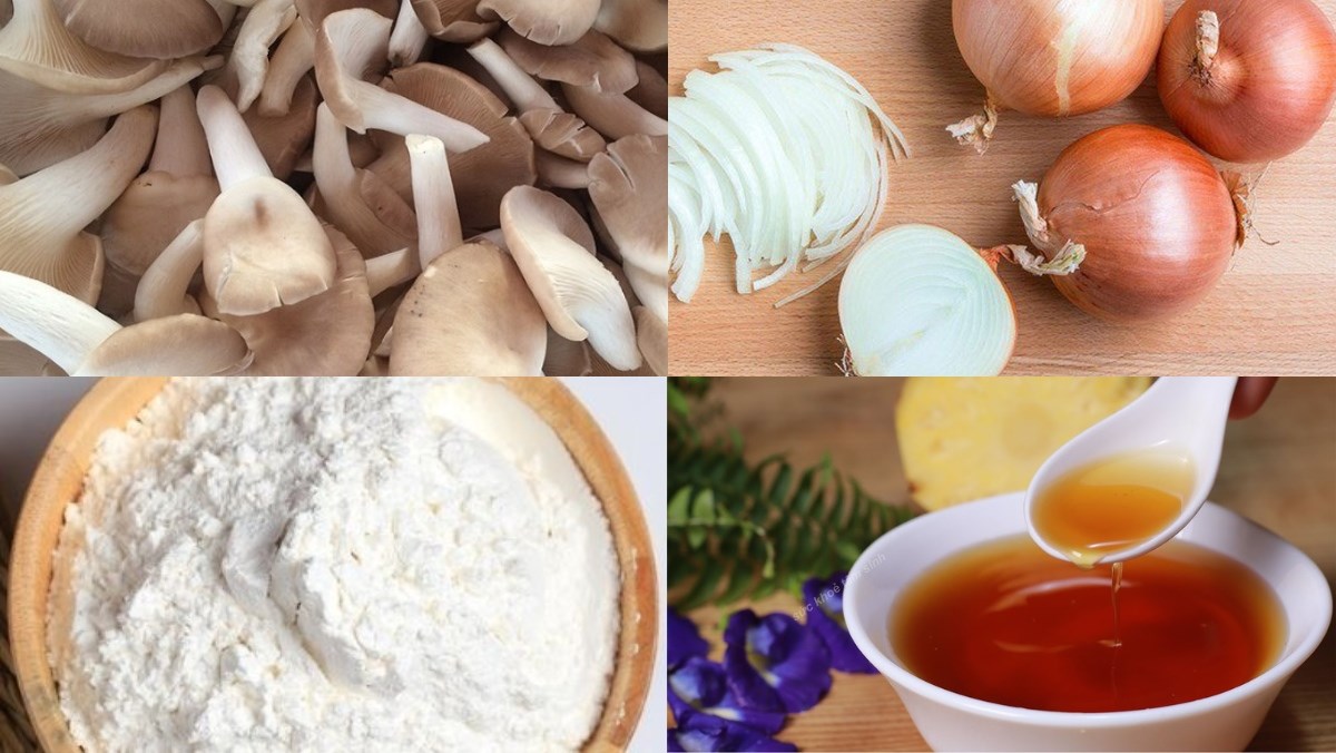 Ingredients for the dish on how to make vegetarian fried mushrooms with soy sauce