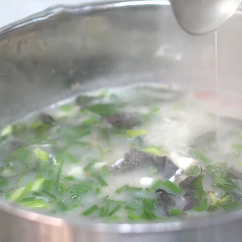 Step 4 Cook the porridge Coconut milk porridge with snakehead fish