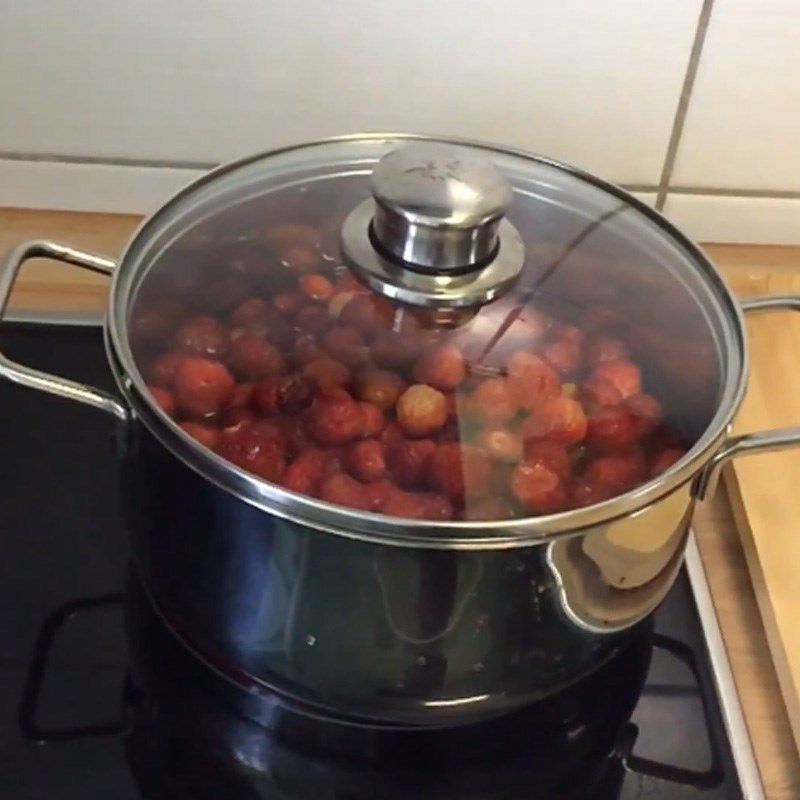Step 2 Cook strawberry water Strawberry syrup