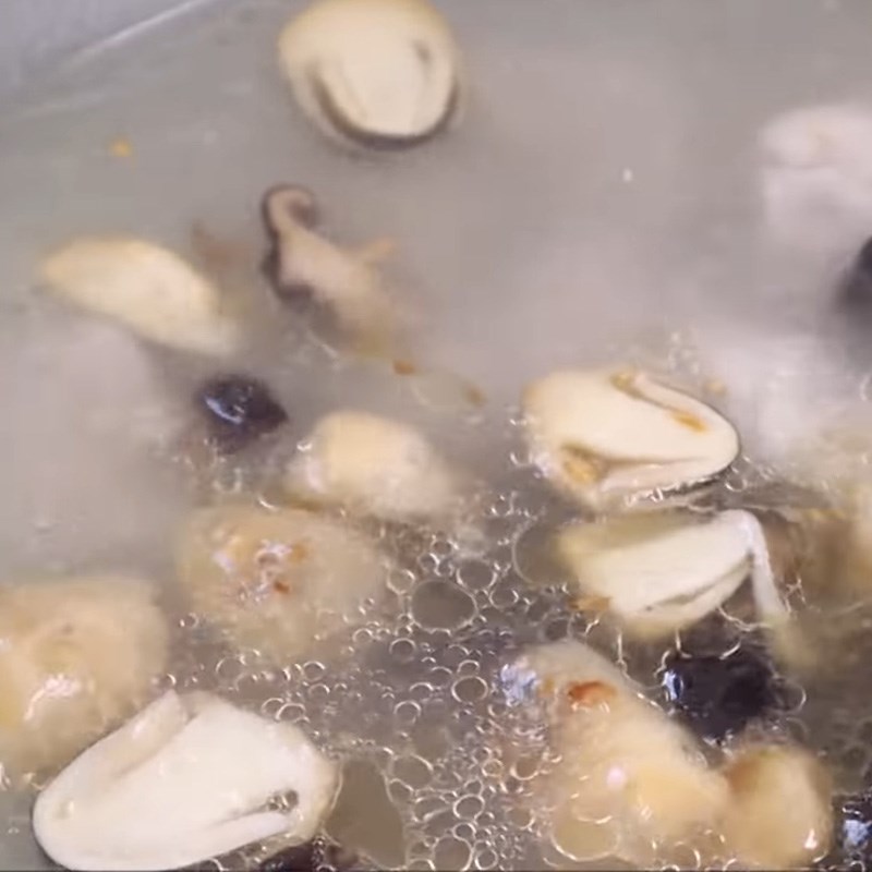 Step 4 Cooking the broth Chicken noodle soup in a pan