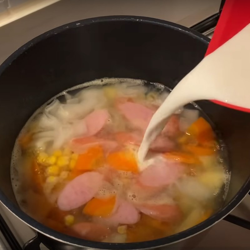 Step 2 Cook fresh milk miso soup Fresh milk miso soup