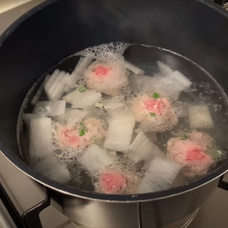 Step 3 Cooking miso soup with meatballs Miso meatball soup