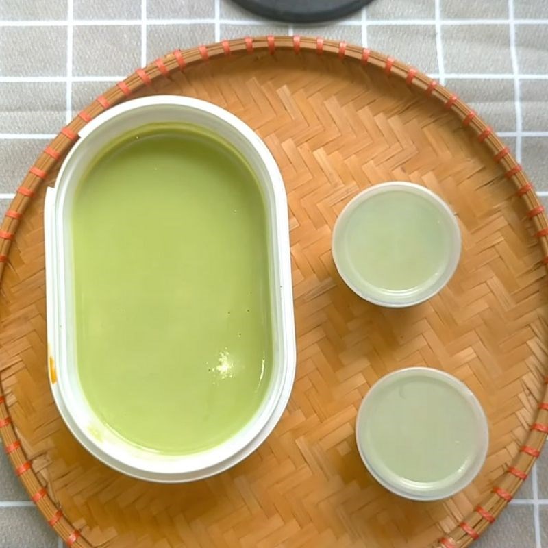 Step 4 Cooking and Pouring the Cake Green Tea Flan with Agar Powder