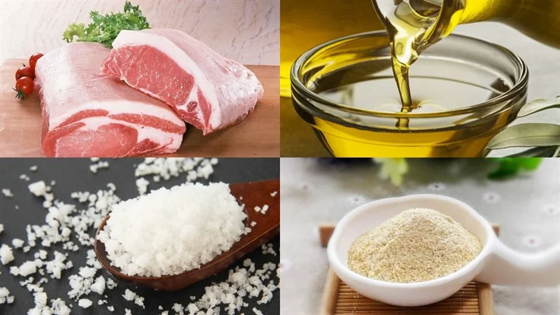 Ingredients for fried pork belly cake