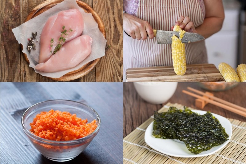 Ingredients for seaweed roll chicken dish