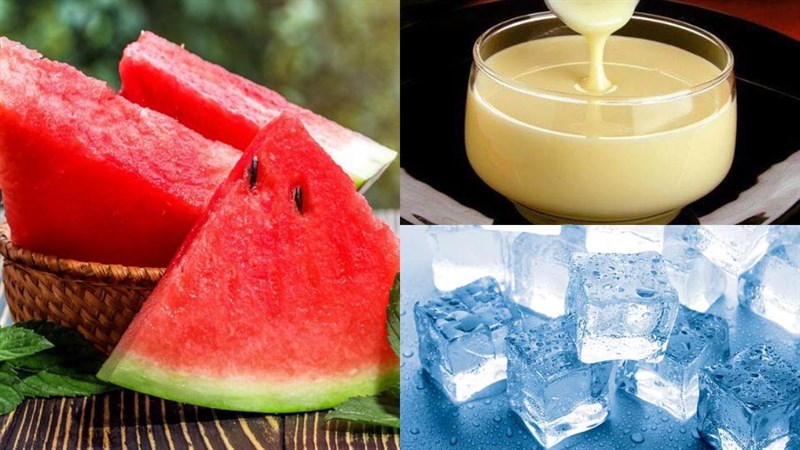 Ingredients for yogurt watermelon salad, condensed milk watermelon, soda watermelon