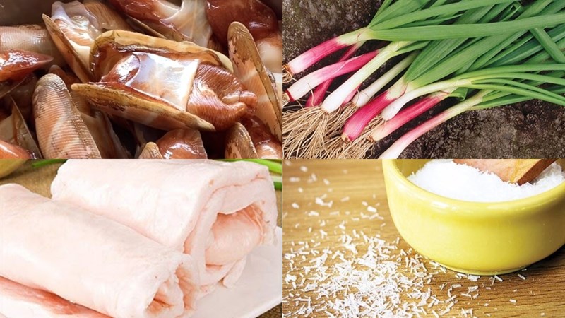 Ingredients for grilled razor clams with scallion oil