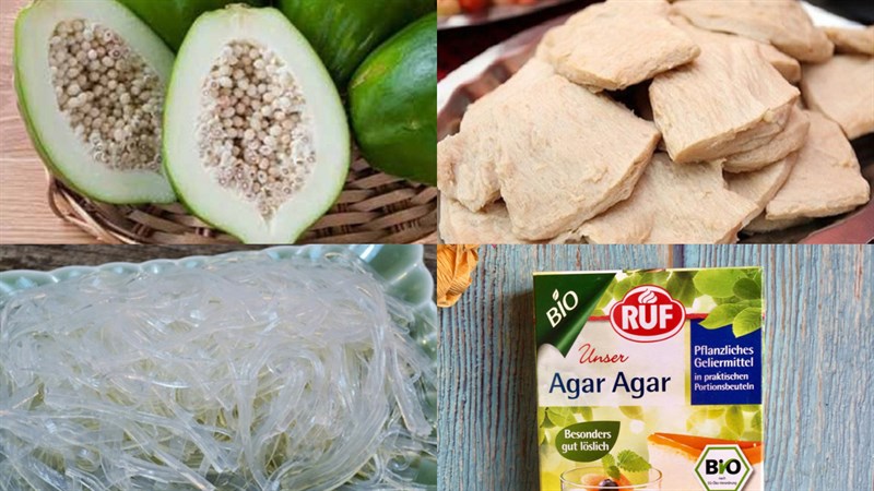Ingredients for vegetarian nem chua made from papaya