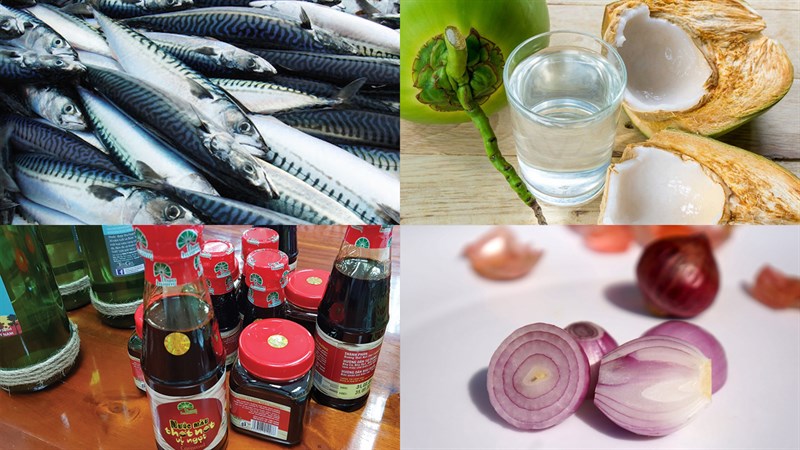Ingredients for coconut braised mackerel