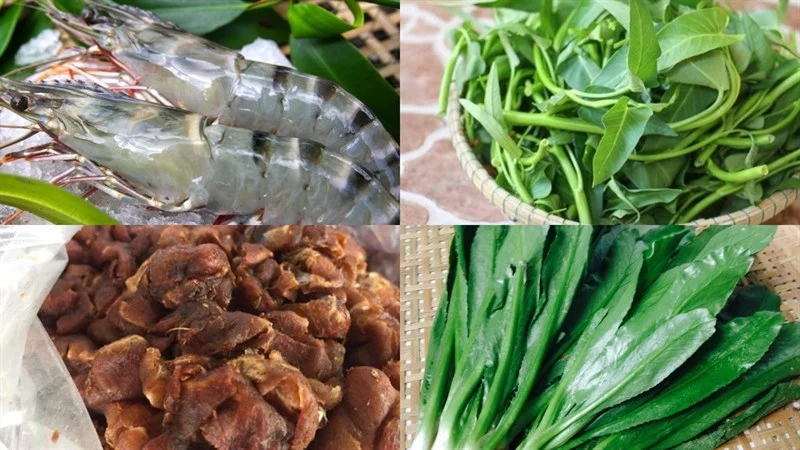 Ingredients for sour shrimp soup