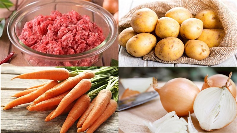 Ingredients for beef potato dish