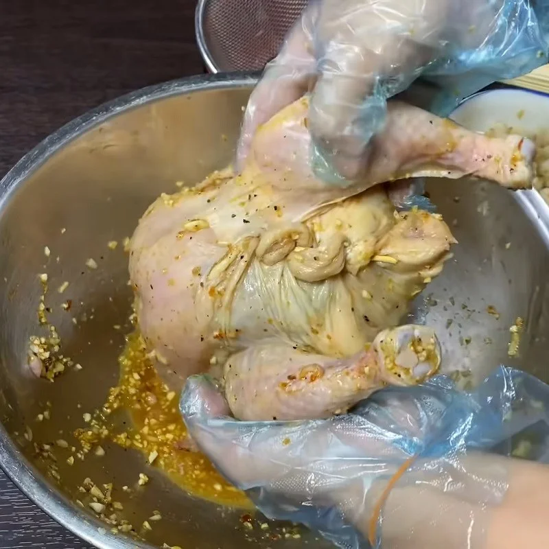Step 4 Stuffing the Chicken with Lotus Leaves