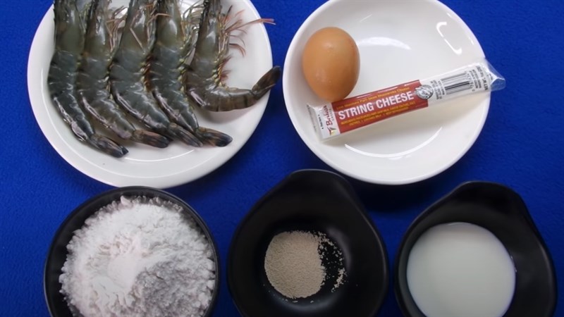 Ingredients for the dish of cheese fried shrimp