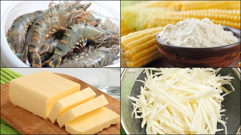 Ingredients for the dish of cheese stuffed fried shrimp