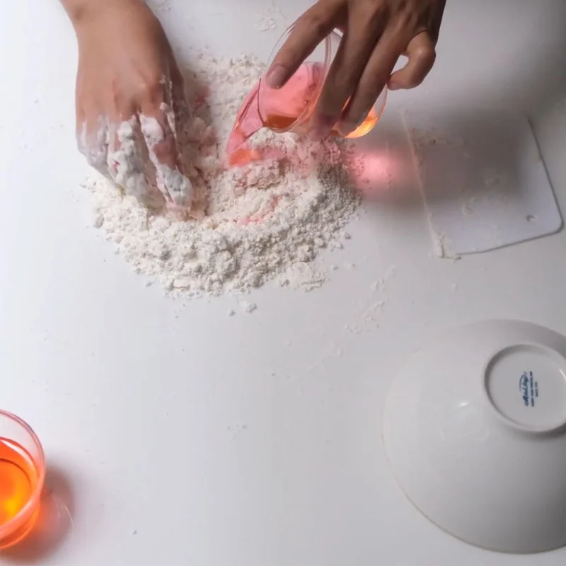 Step 1 Mixing the cake batter for Lotus Flower Cake