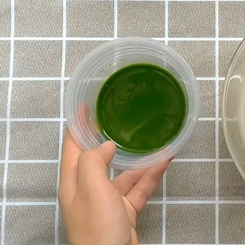Step 2 Mixing agar powder and green tea powder for green tea flan using agar powder