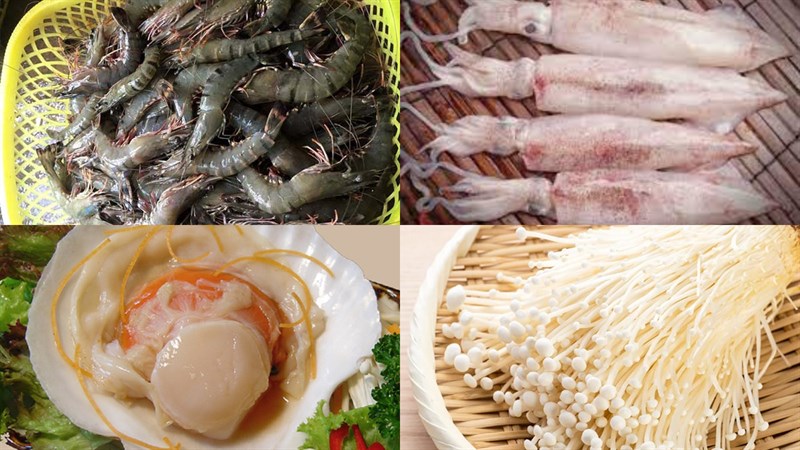 Ingredients for stir-fried seafood pho