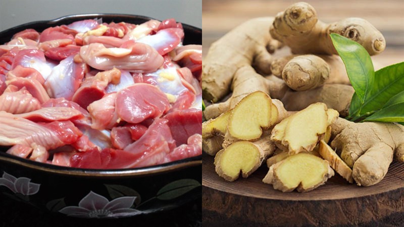 Ingredients for fried chicken gizzards with pepper, ginger, and pineapple