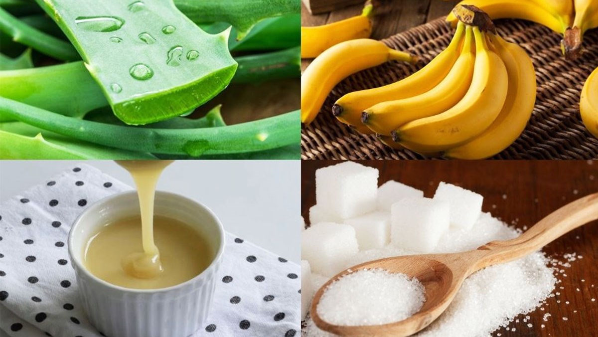 Ingredients for aloe vera banana smoothie