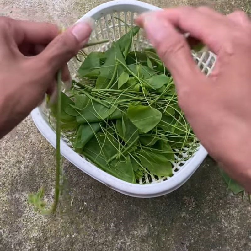 Step 1 Prepare bo khai vegetable Stir-fried bo khai with garlic