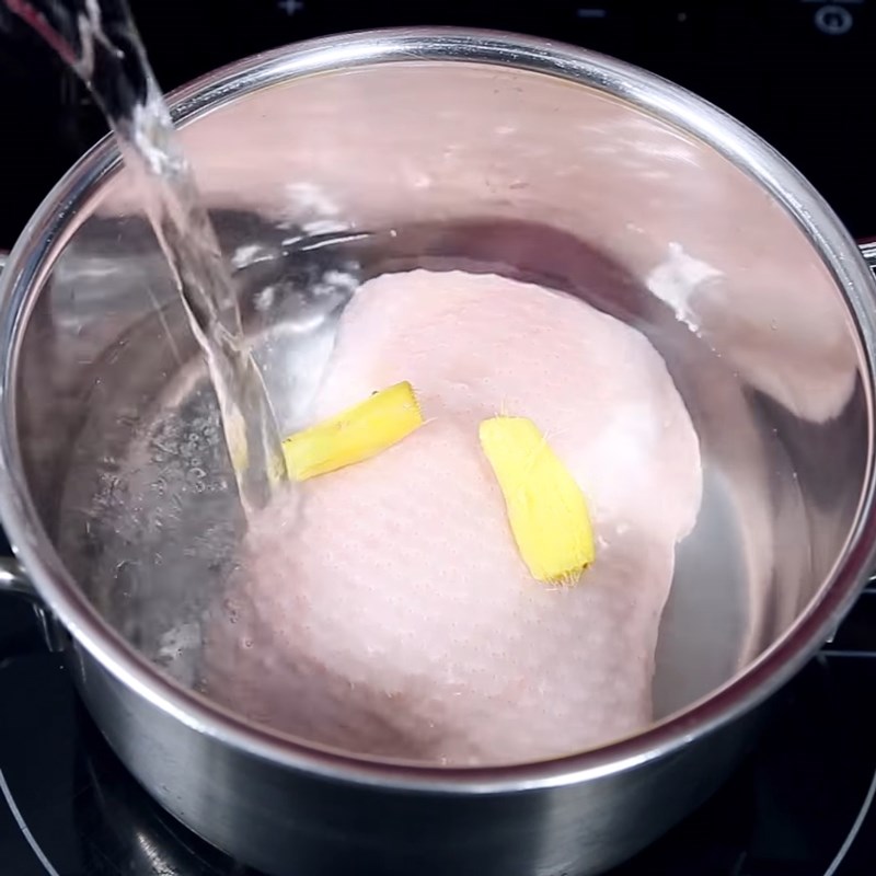 Step 1 Prepare and boil the duck for Water Spinach Salad