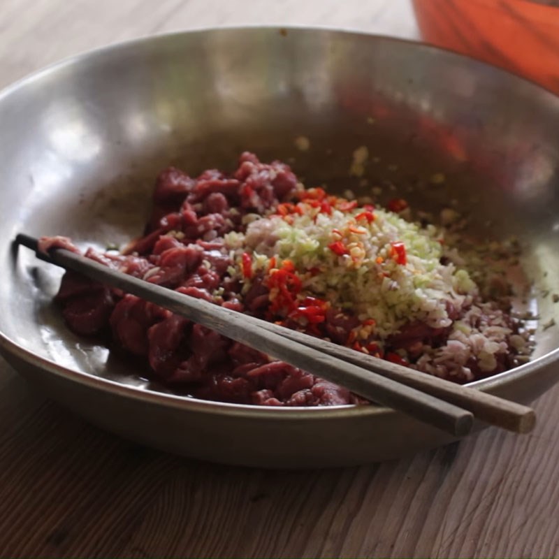 Step 2 Prepare and marinate the buffalo meat Buffalo meat with lemongrass