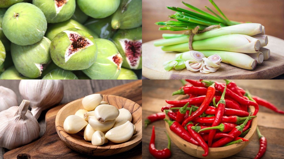 Ingredients for salted figs with lemongrass and chili