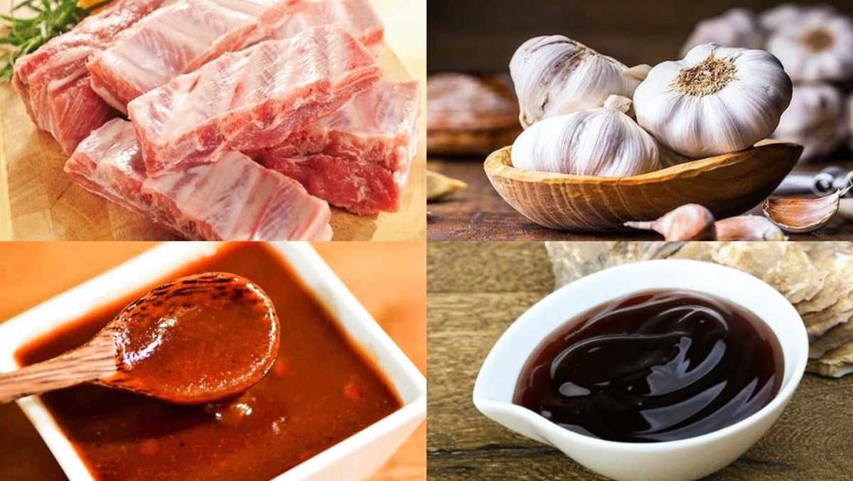 Ingredients for BBQ grilled ribs using an air fryer