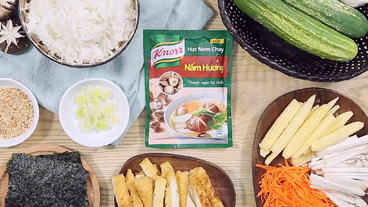Ingredients for vegetarian sushi