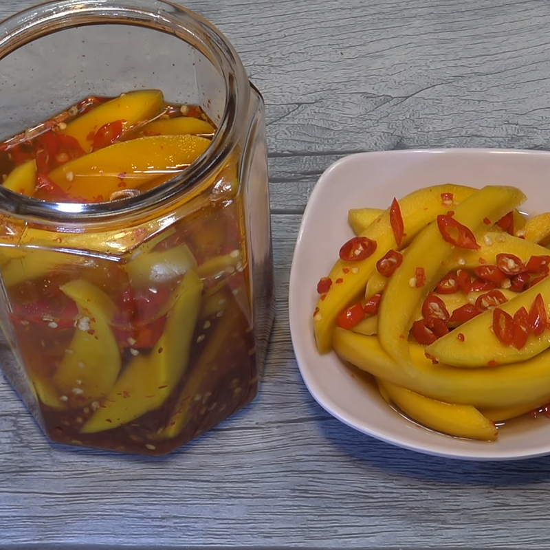 Step 4 Final product Mango soaked in sweet fish sauce with dried chili