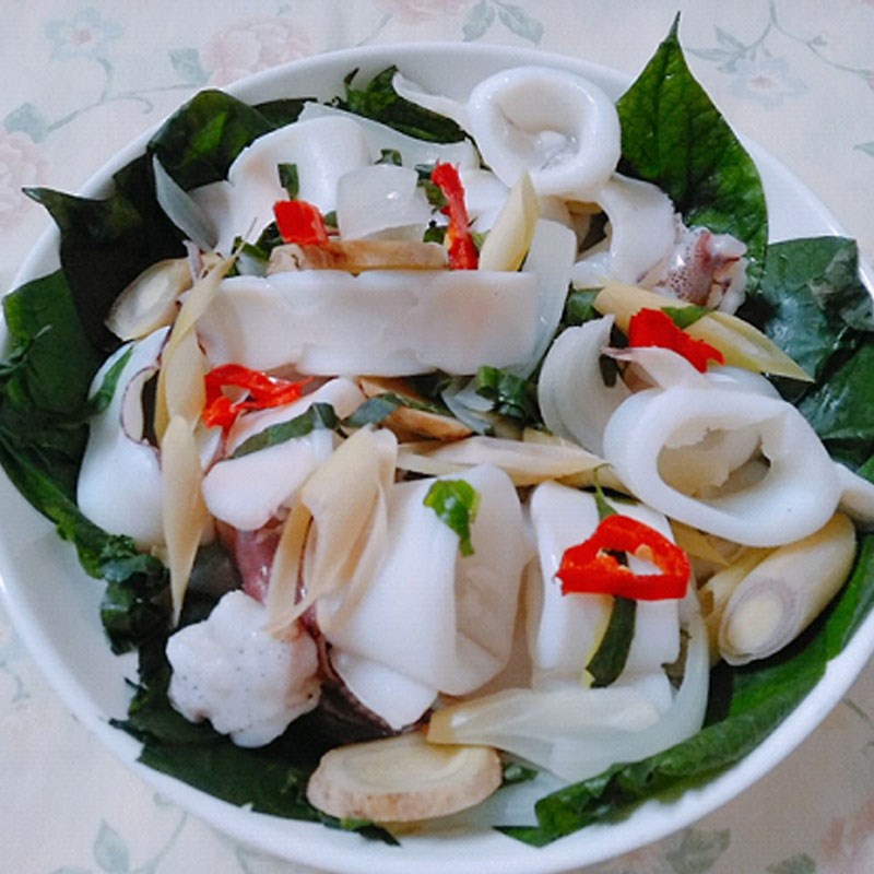 Step 4 Final Product Steamed Squid with Betel Leaves