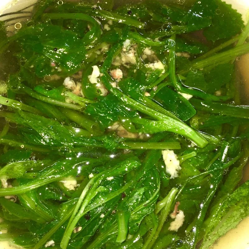 Step 4 Final product of fresh shrimp mustard greens soup