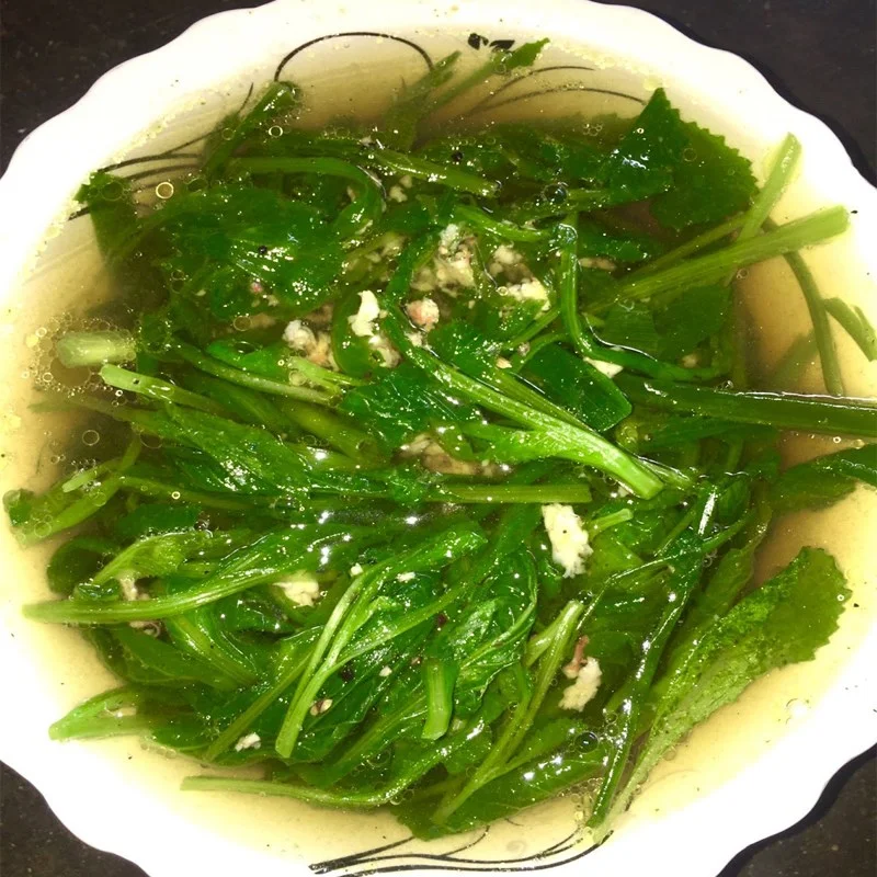 Step 4 Final product of fresh shrimp mustard greens soup
