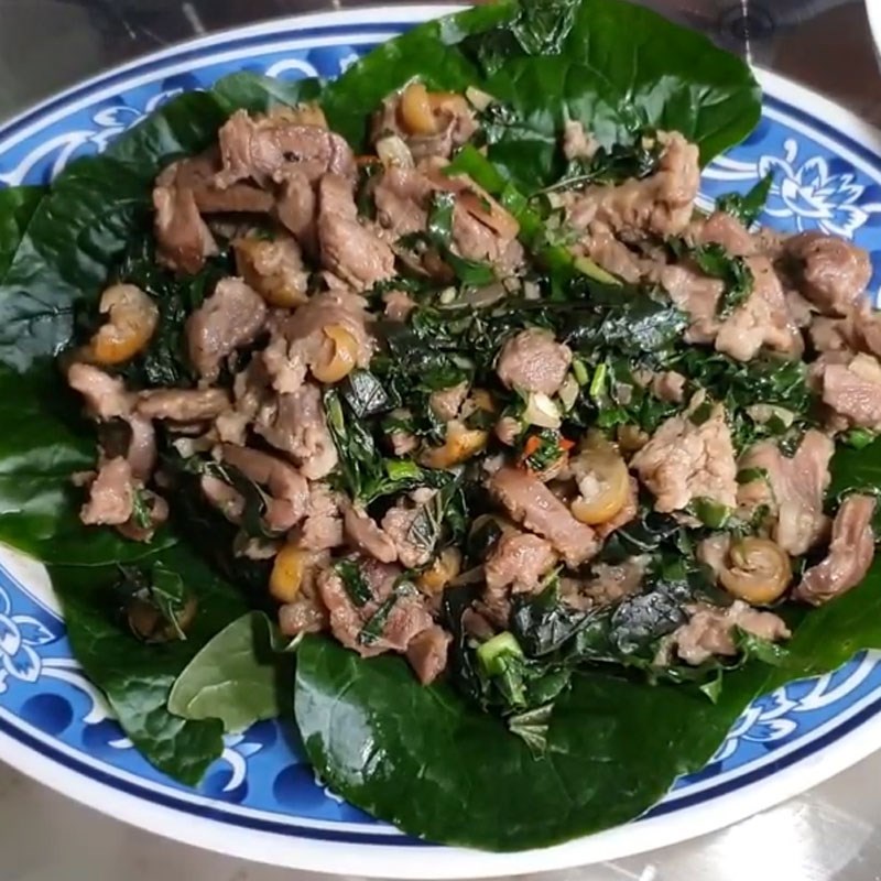 Step 4 Final product Stir-fried goat meat with guava leaves
