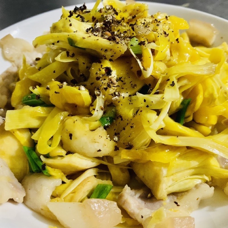 Step 3 Final product Stir-fried jackfruit fibers with pork