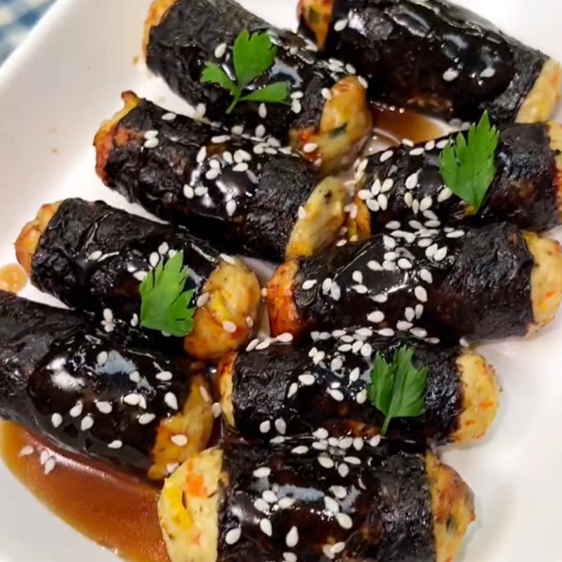 Step 5 Final product Seaweed chicken rolls (Recipe shared from Tiktok Into the kitchen with TasteVN)