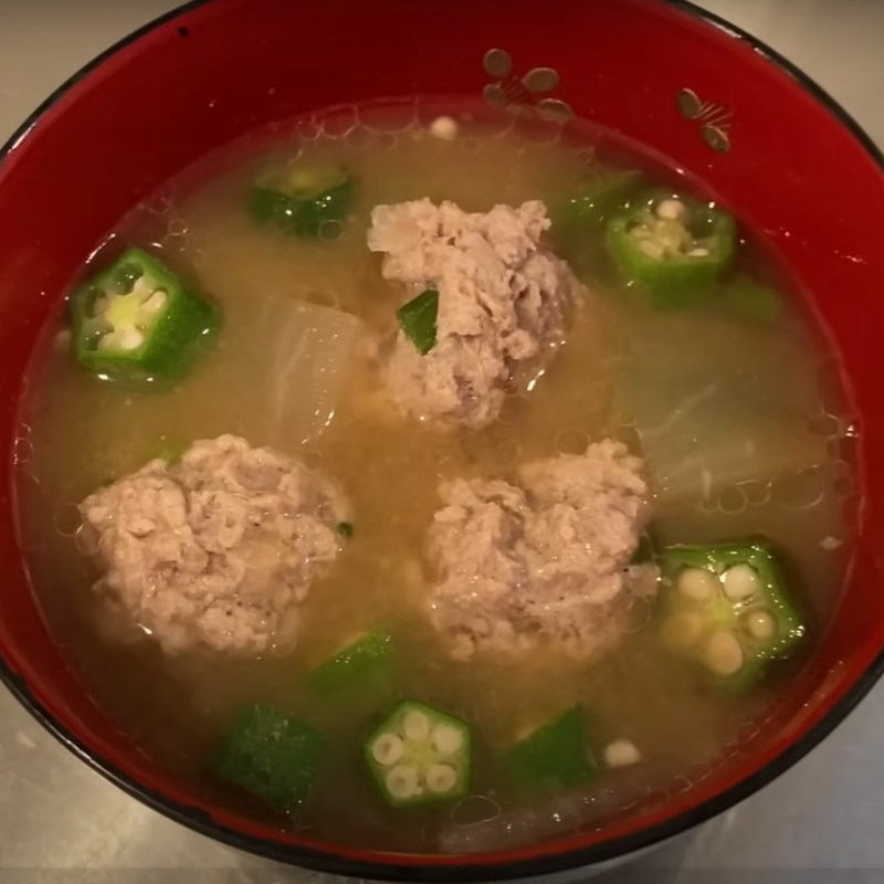 Step 4 Final product Miso meatball soup