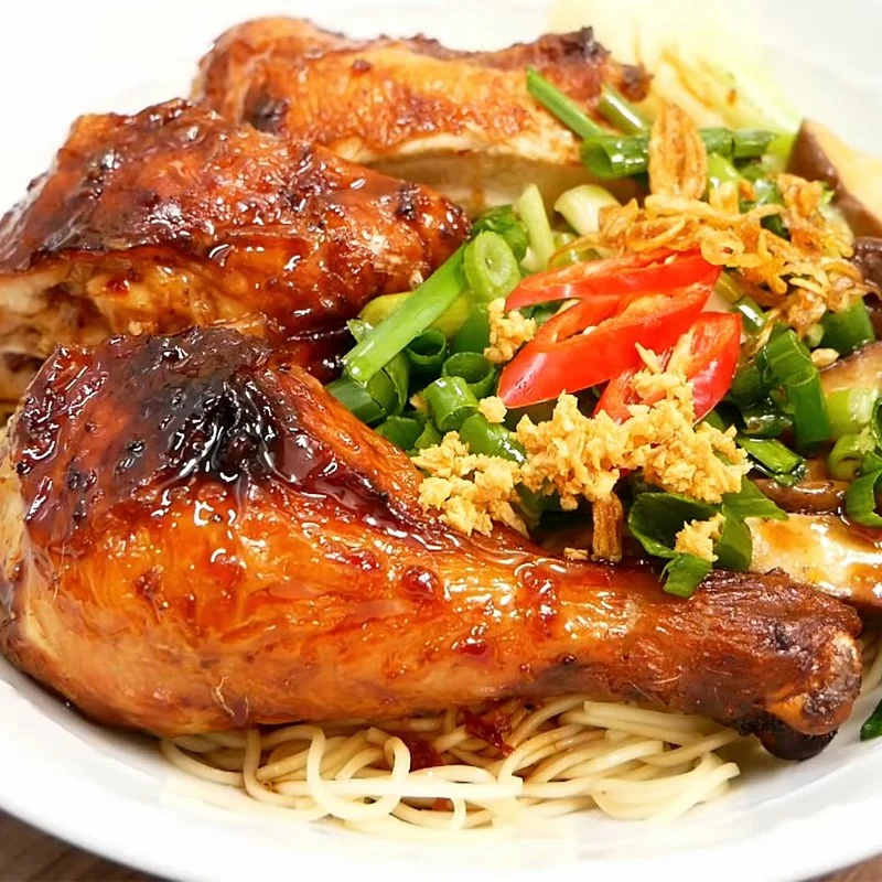 Step 10 Final product of roasted chicken noodles using an air fryer