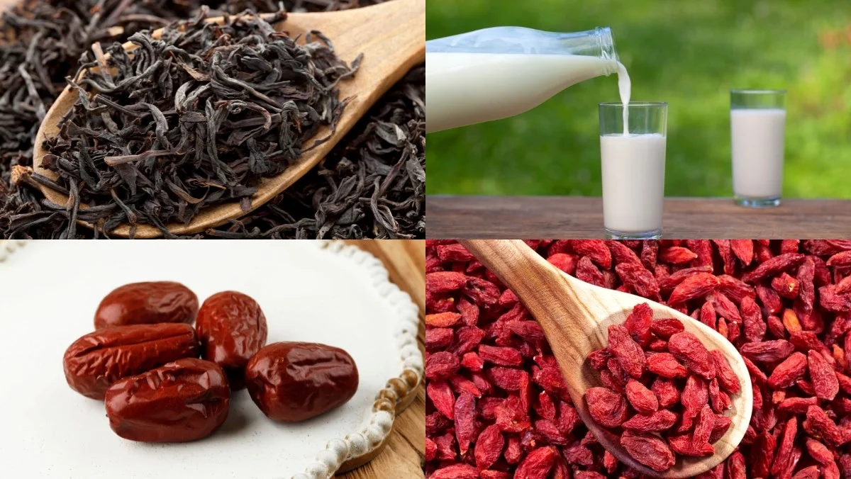 Ingredients for making grilled milk tea from Yunnan
