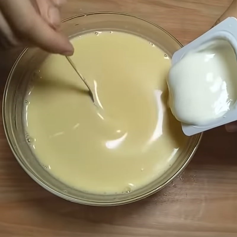 Step 3 Mixing pineapple yogurt coconut mixture Pineapple yogurt ice cream