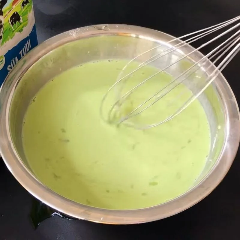 Step 3 Mixing green tea flan mixture Green tea flan