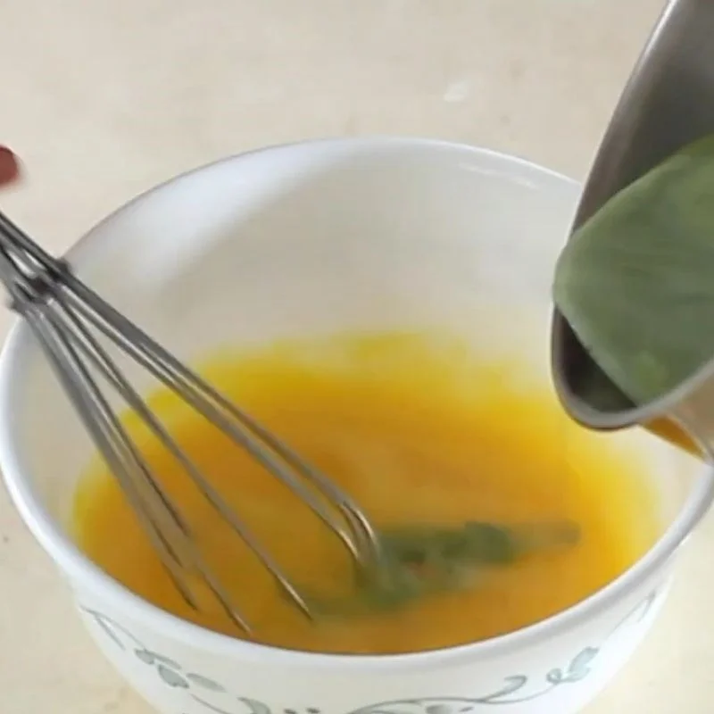 Step 3 Mix the green tea flan mixture Green tea honey flan cake