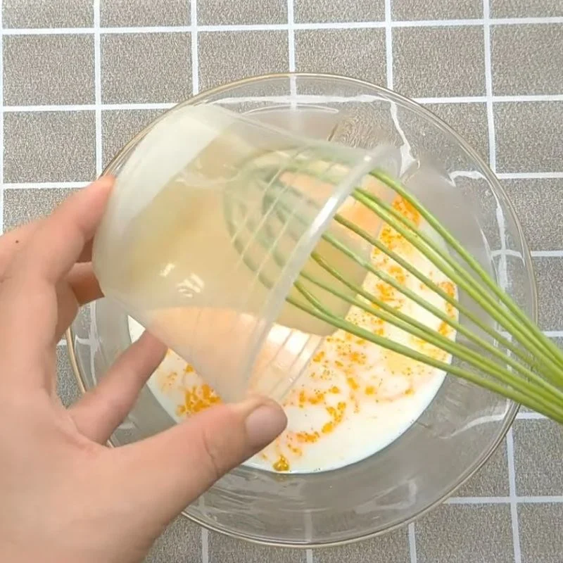 Step 3 Mixing the green tea flan mixture Green tea flan using agar powder
