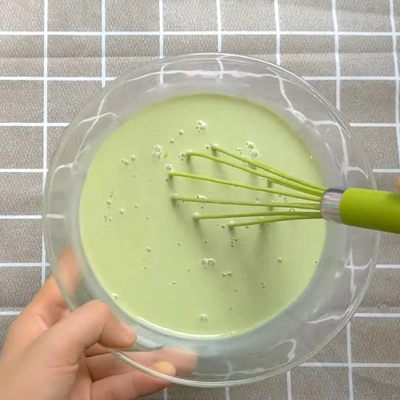 Step 3 Mixing the green tea flan mixture Green tea flan using agar powder