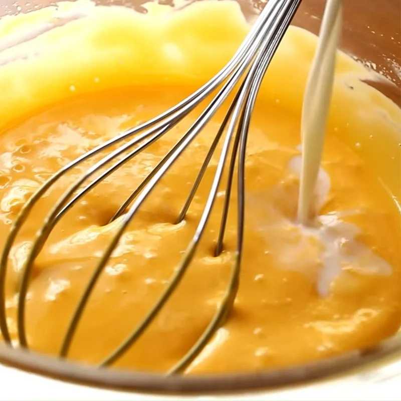 Step 1 Mix the egg yolk mixture for Chiffon Cake with Cream Filling