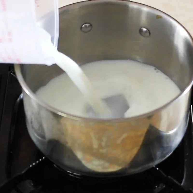 Step 2 Mix the Egg and Milk Mixture for Green Tea Honey Flan