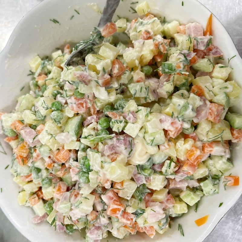 Step 3 Mixing salad Traditional Russian Salad