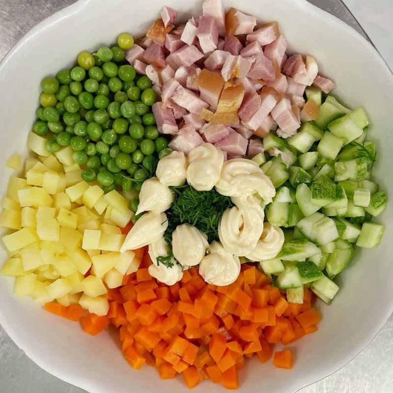 Step 3 Mixing salad Traditional Russian Salad
